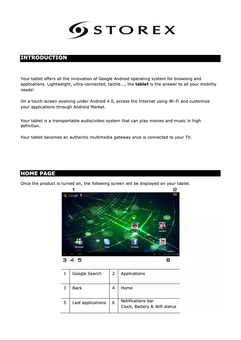 Imagen de la primera página del manual del dispositivo EZee Tab708