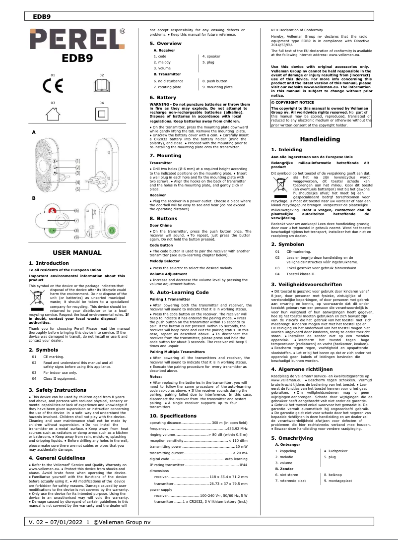 Página 1 del manual Manual de usuario Perel EDB9