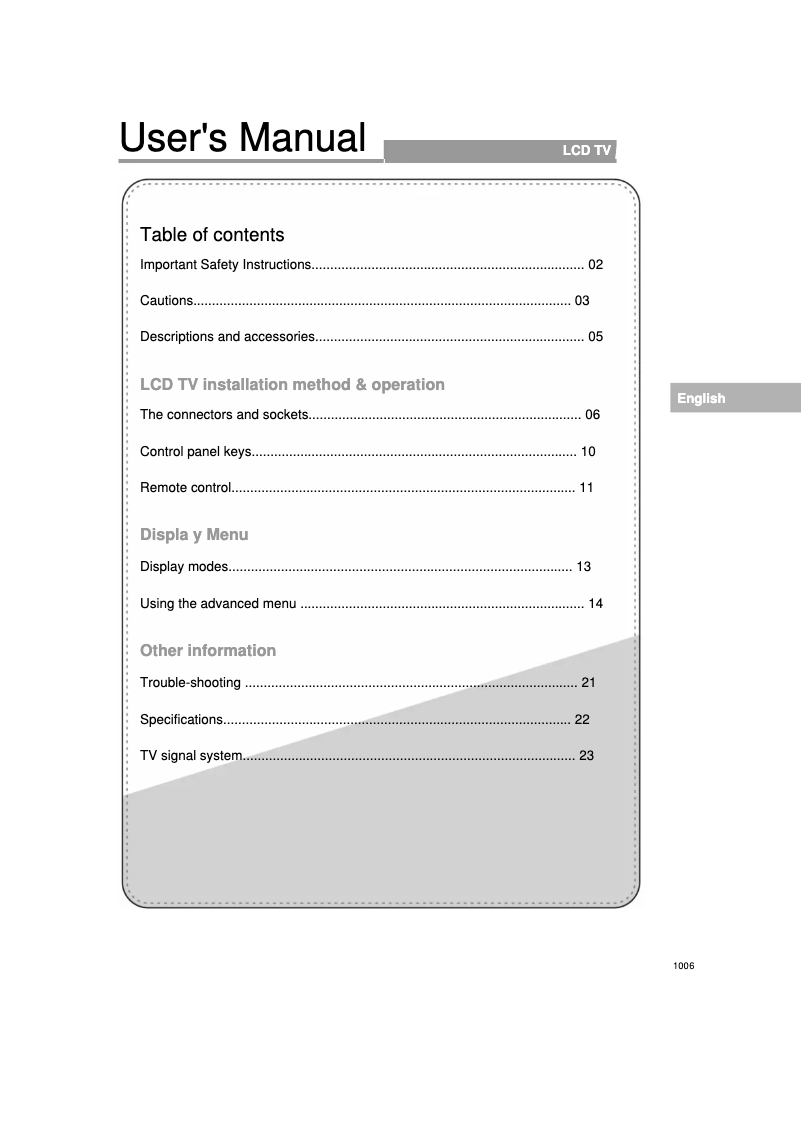 Imagen de la primera página del manual del dispositivo LTV37DA