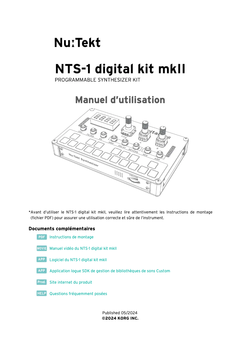 Página 1 del manual Manual de usuario Korg NTS-1 digital kit mkII