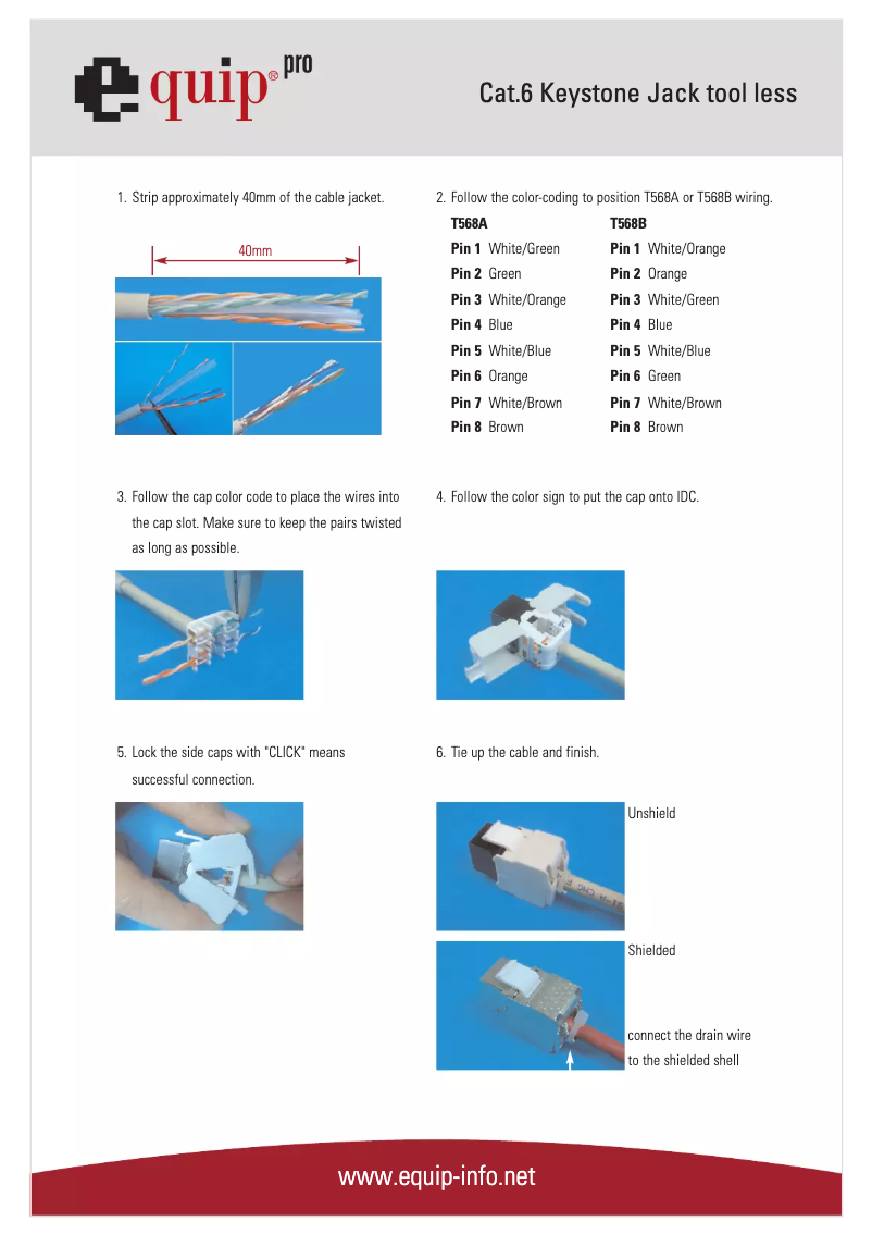 Imagen de la primera página del manual del dispositivo Cat.6 Keystone Jack