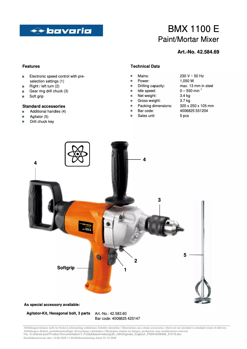 Página 1 del manual Manual de usuario Bavaria by Einhell BMX 1100 E