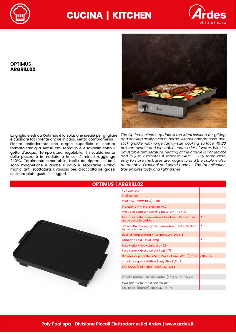 Página nº 1 - Ficha técnica Ardes Optimus ARGRILL02