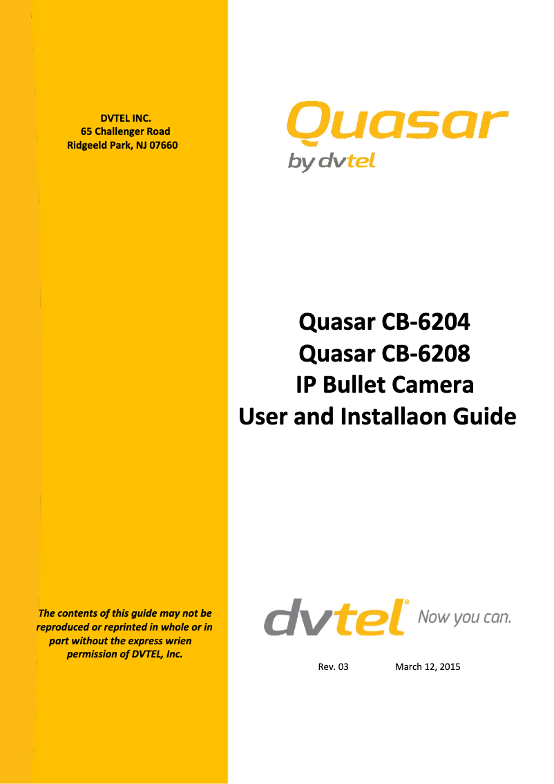 Imagen de la primera página del manual del dispositivo Quasar CB-6208