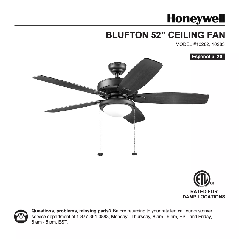 Página nº 1 - Manual de usuario Honeywell Blufton 10283