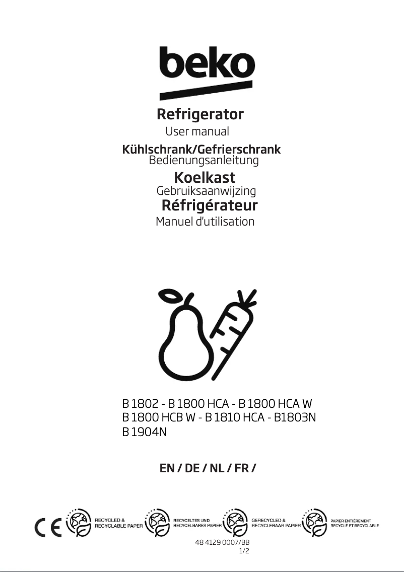 Página 1 del manual Manual de usuario Beko B1904N