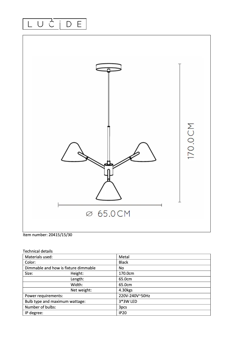 Página 1 del manual Manual de usuario Lucide Devon 20415/15/30