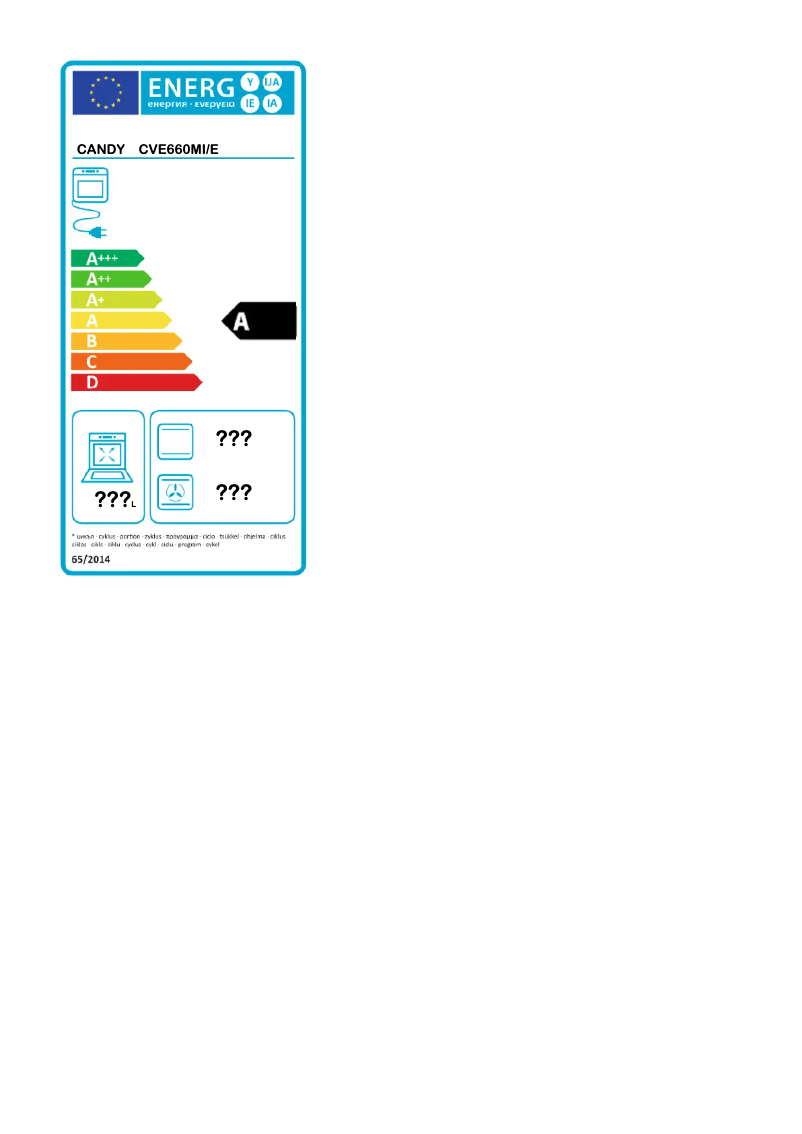 Página 1 del manual Etiqueta energética Candy CVE660MI/E