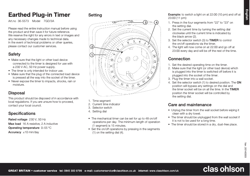 Página 1 del manual Manual de usuario Clas Ohlson 7GD