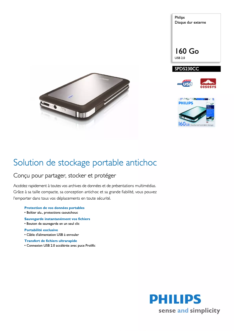 Página 1 del manual Ficha técnica Philips SPD5230CC