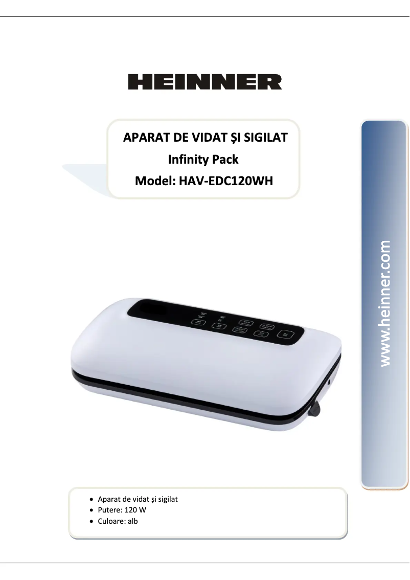 Imagen de la primera página del manual del dispositivo Infinity Pack HAV-EDC120WH