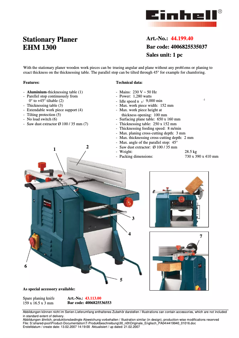 Imagen de la primera página del manual del dispositivo EHM 1300