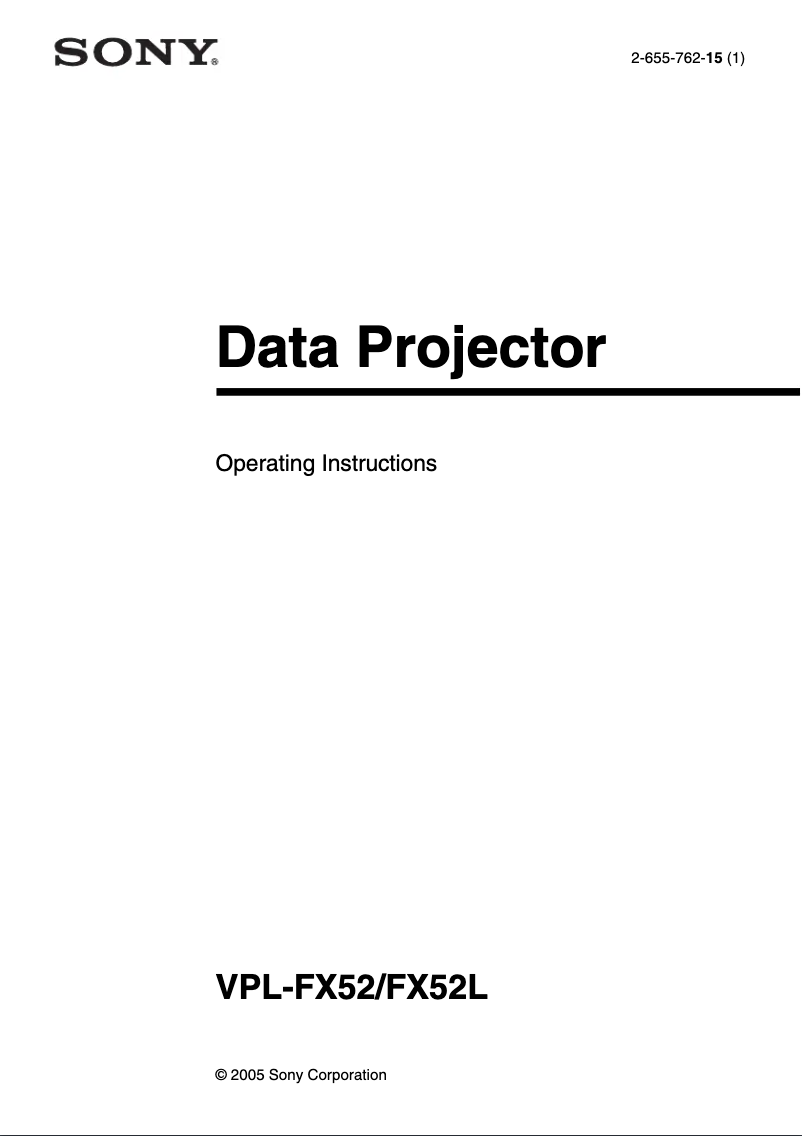 Imagen de la primera página del manual del dispositivo VPL-FX52