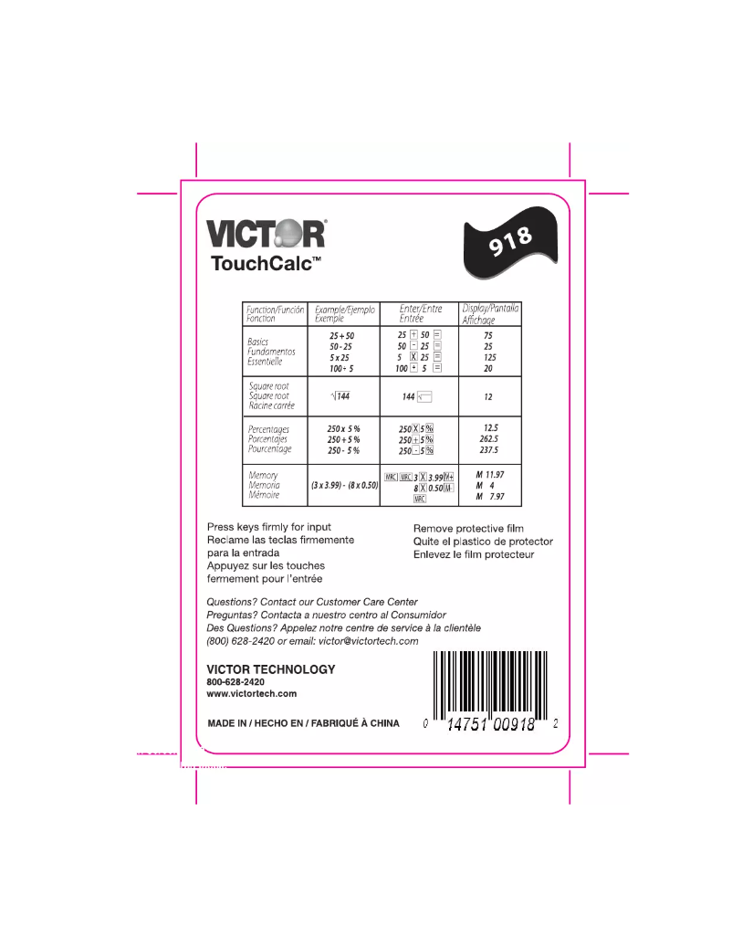 Página nº 1 - Manual de usuario Victor Technology 918