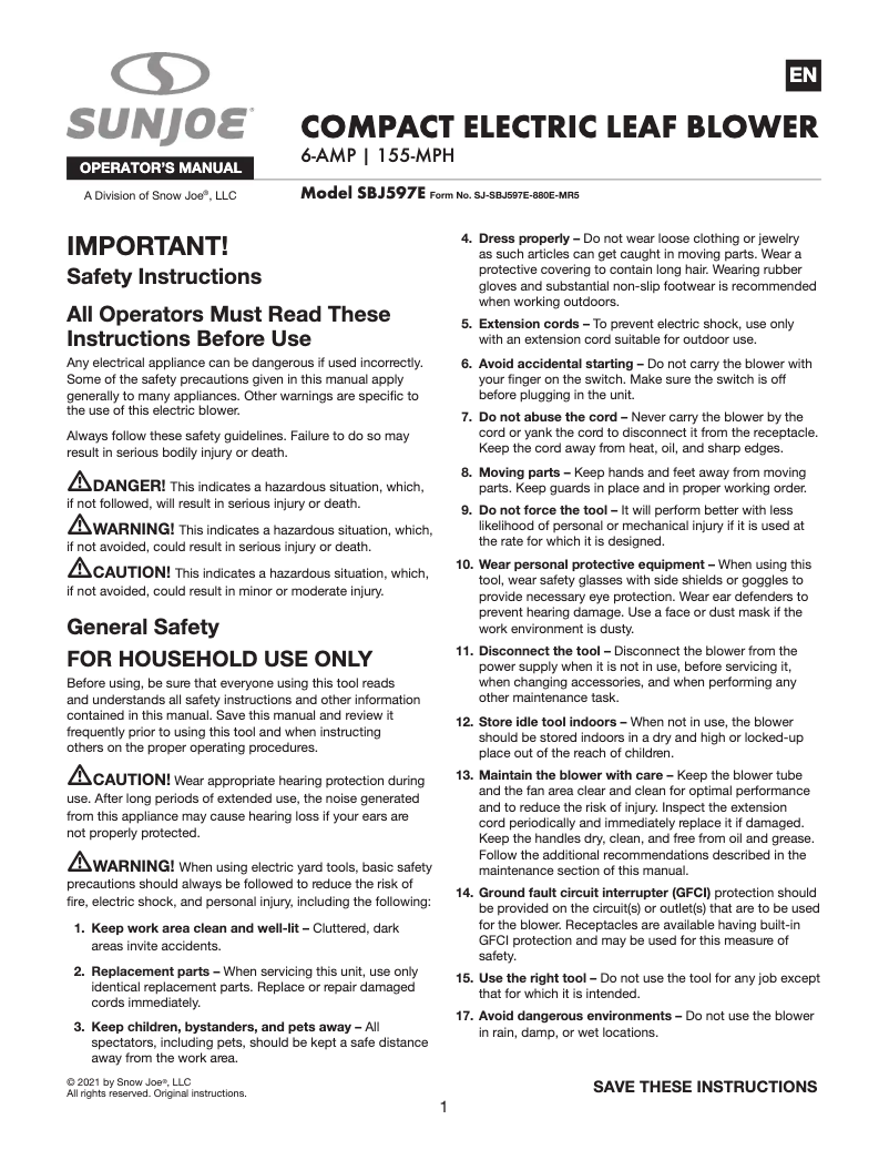 Imagen de la primera página del manual del dispositivo SBJ597E-SJB