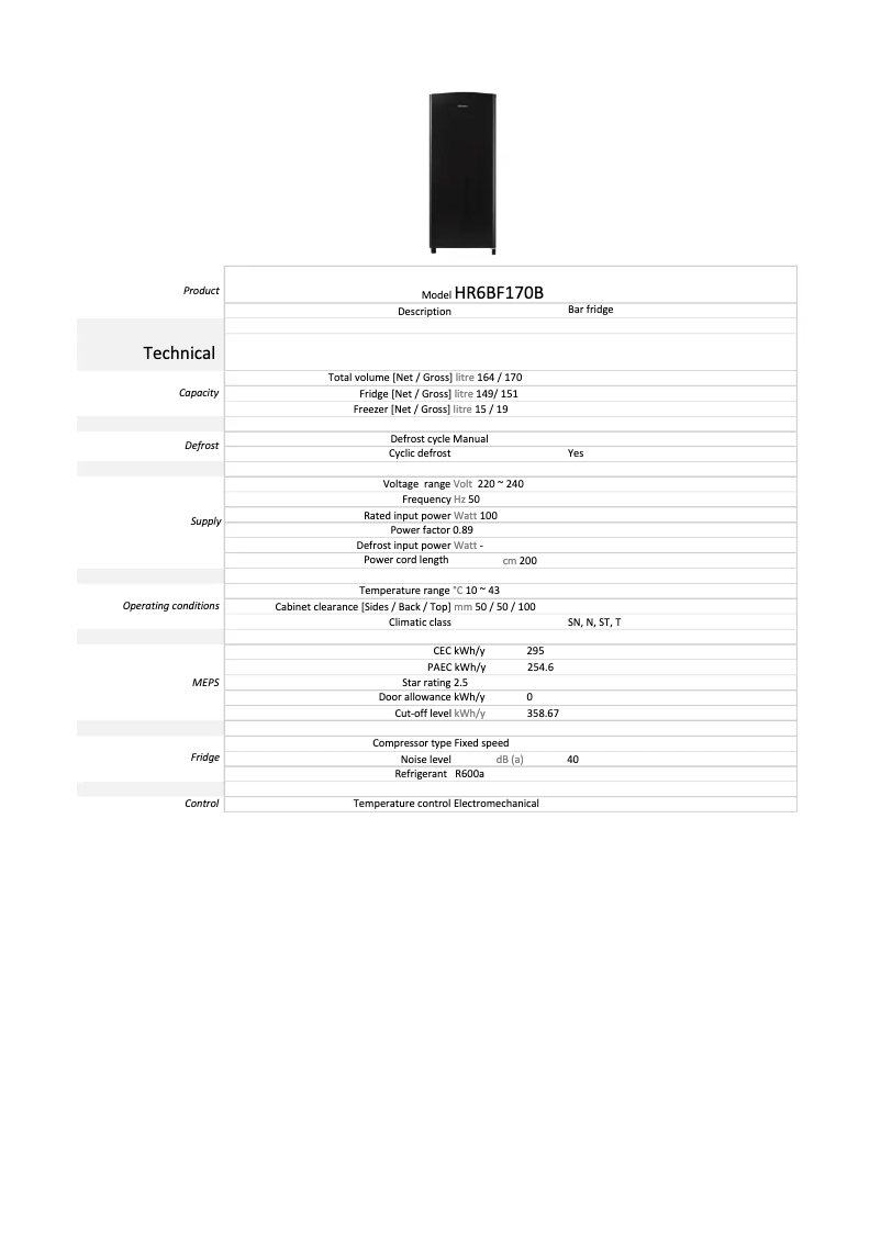 Imagen de la primera página del manual del dispositivo HR6BF170B