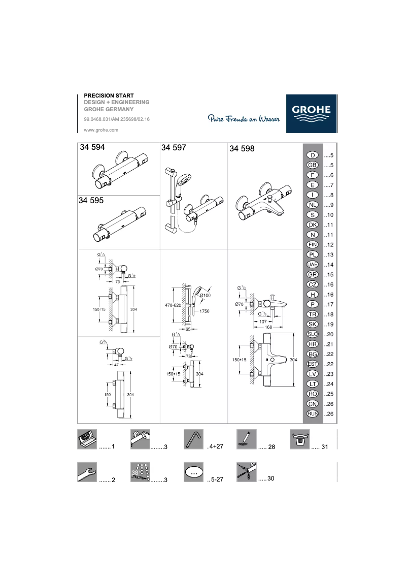 Página nº 1 - Manual de usuario Grohe Precision