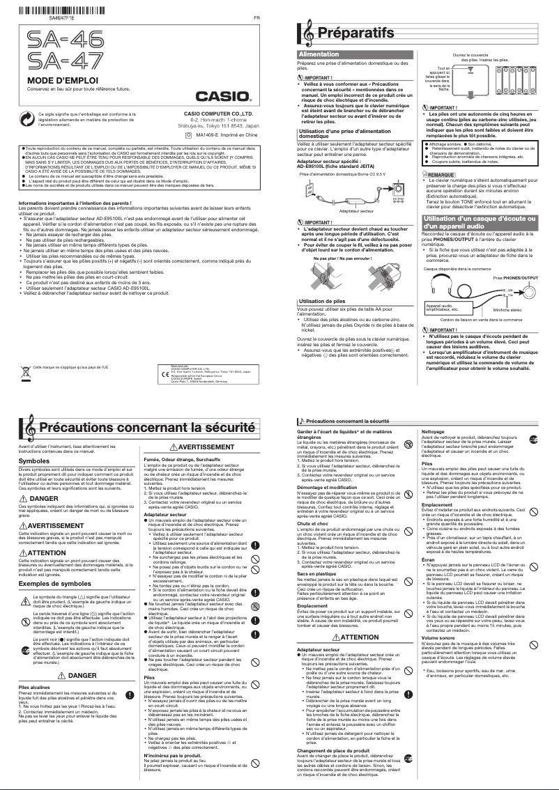 Imagen de la primera página del manual del dispositivo SA-47