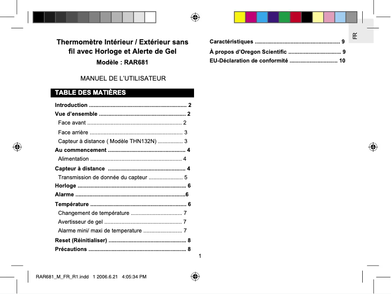 Página 1 del manual Manual de usuario Oregon Scientific RAR681