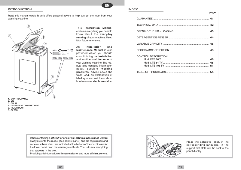 Imagen de la primera página del manual del dispositivo CTE 76TES