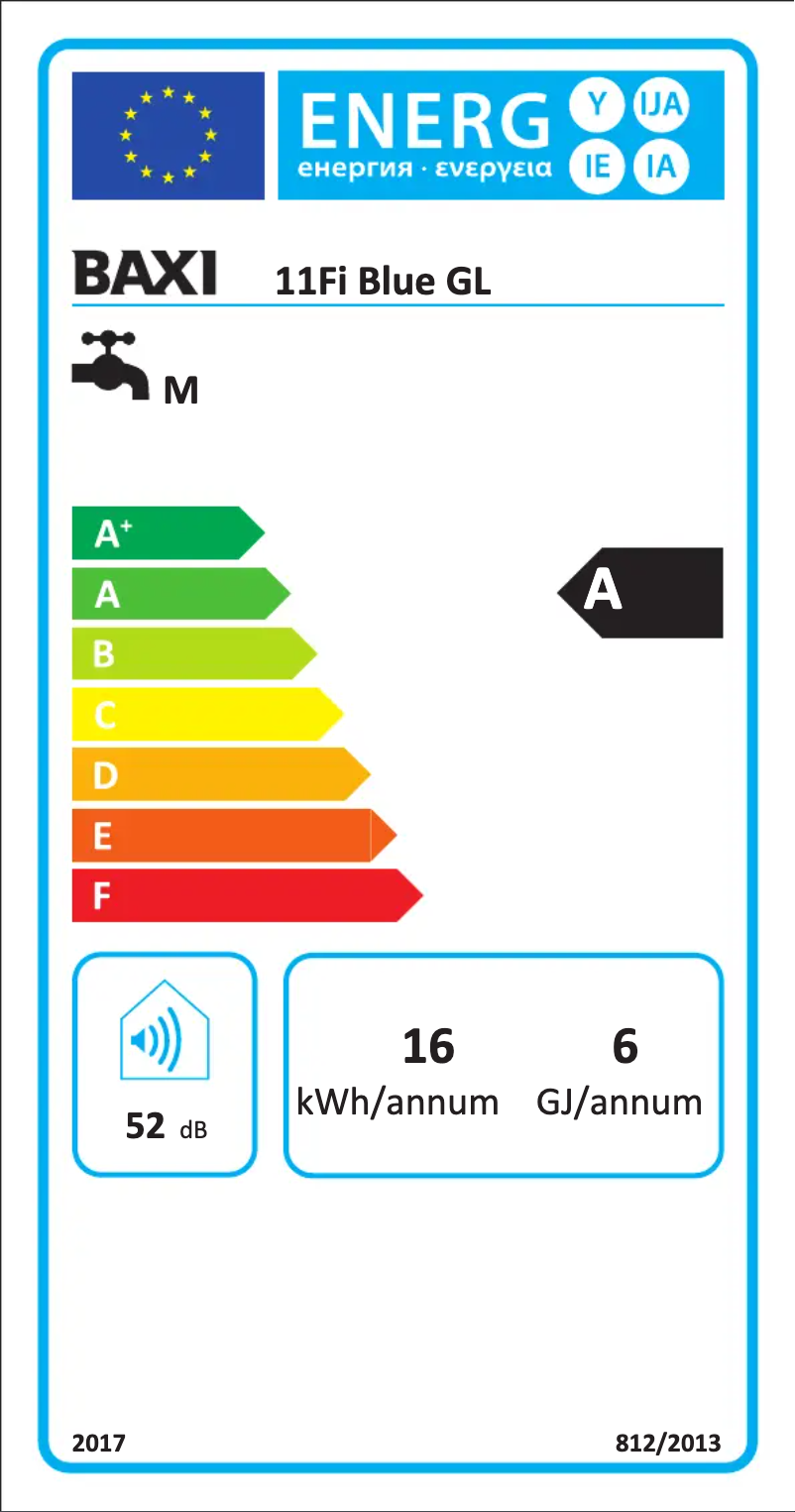 Página 1 del manual Etiqueta energética Baxi 11Fi Blue