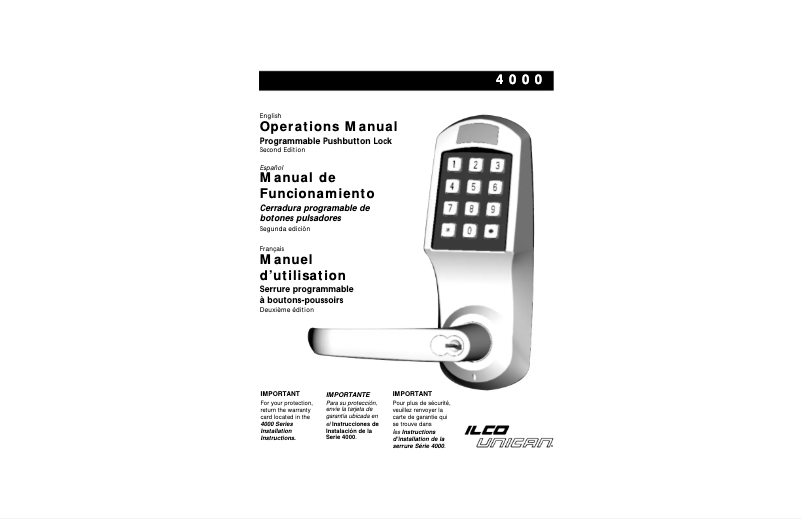 Imagen de la primera página del manual del dispositivo ILCO Unican 4000 Mortise