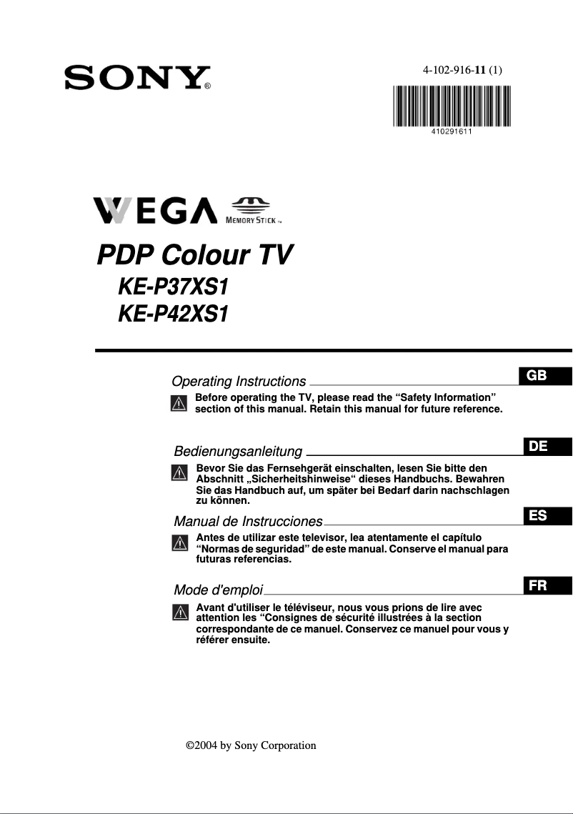 Imagen de la primera página del manual del dispositivo KE-P37XS1