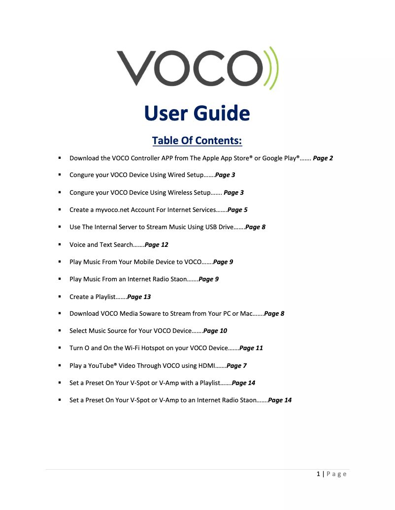Página nº 1 - Manual de usuario Voco V-Spot