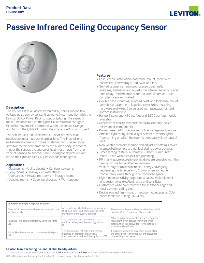 Página 1 del manual Manual de usuario Leviton OSC04-I0W