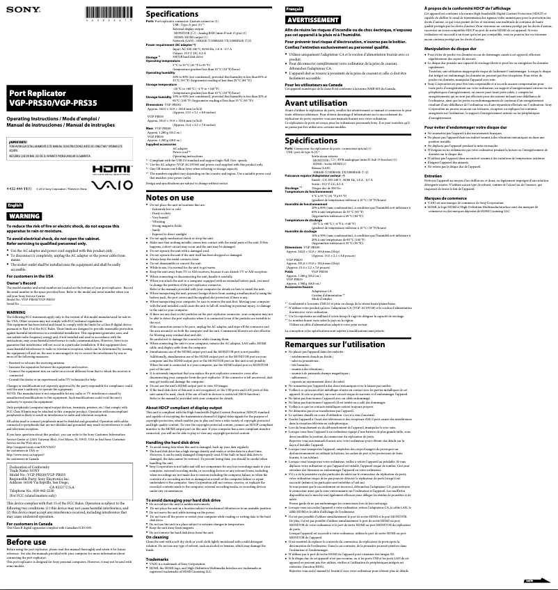 Página nº 1 - Manual de usuario Sony VAIO VGP-PRS35