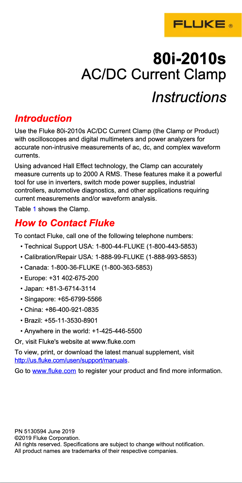 Página 1 del manual Manual de usuario Fluke 80i-2010s