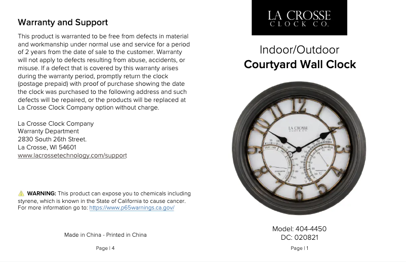 Imagen de la primera página del manual del dispositivo 404-4450