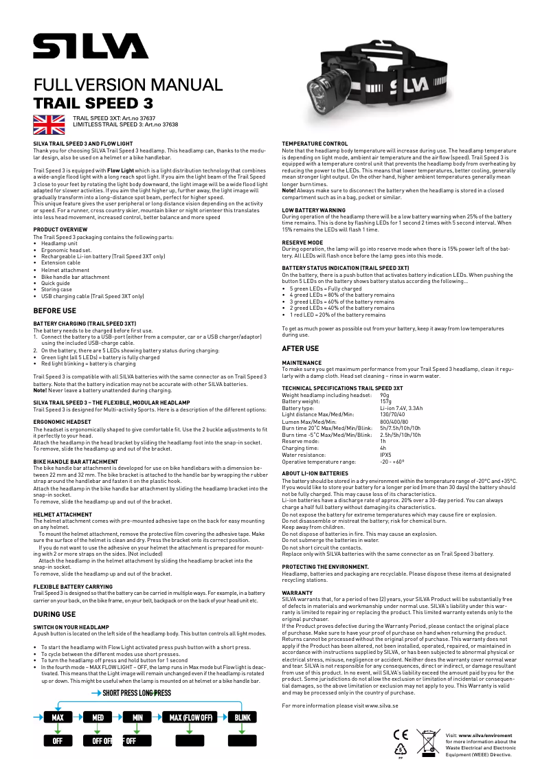 Página 1 del manual Manual de usuario Silva Schneider Trail Speed 3XT