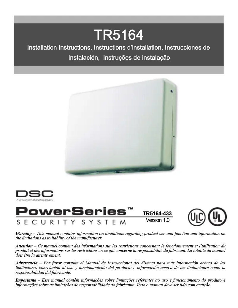 Imagen de la primera página del manual del dispositivo TR5164