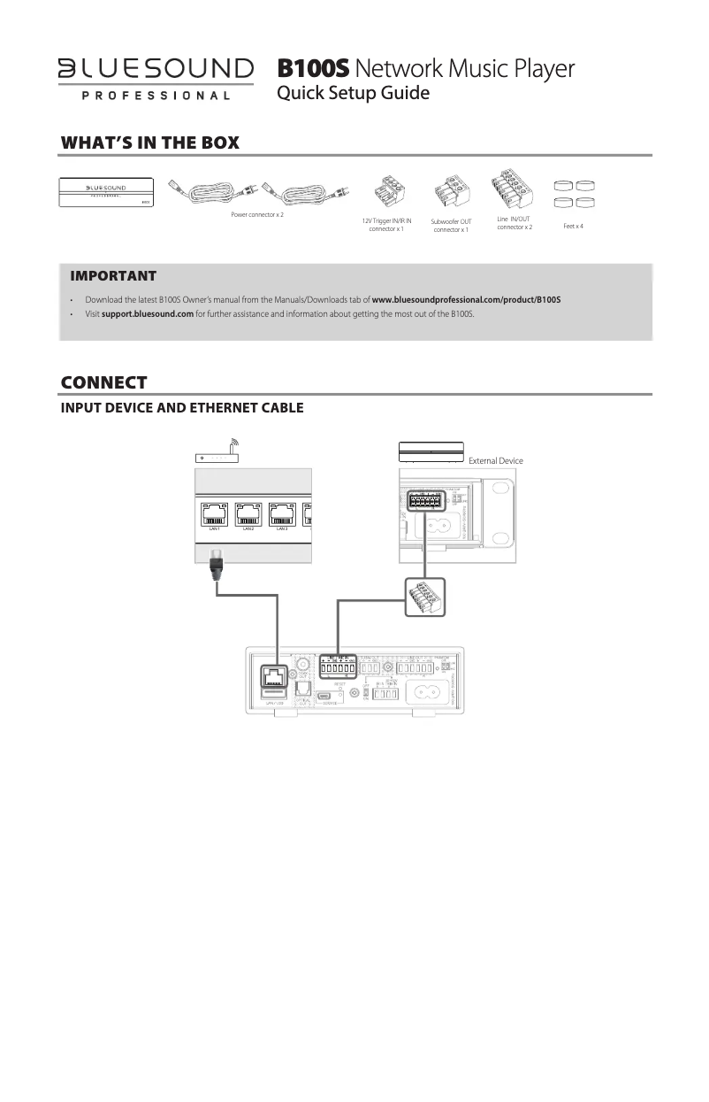 Página 1 del manual Manual de usuario Bluesound B100S