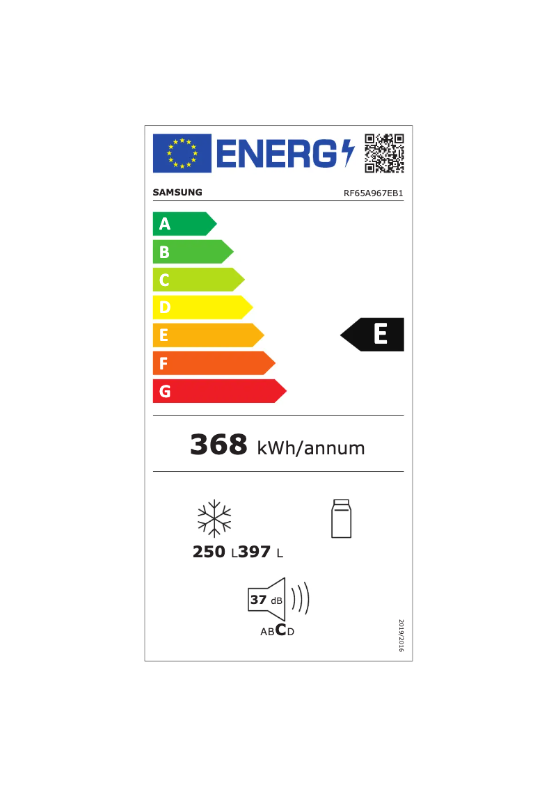 Página 1 del manual Etiqueta energética Samsung RF65A967EB1