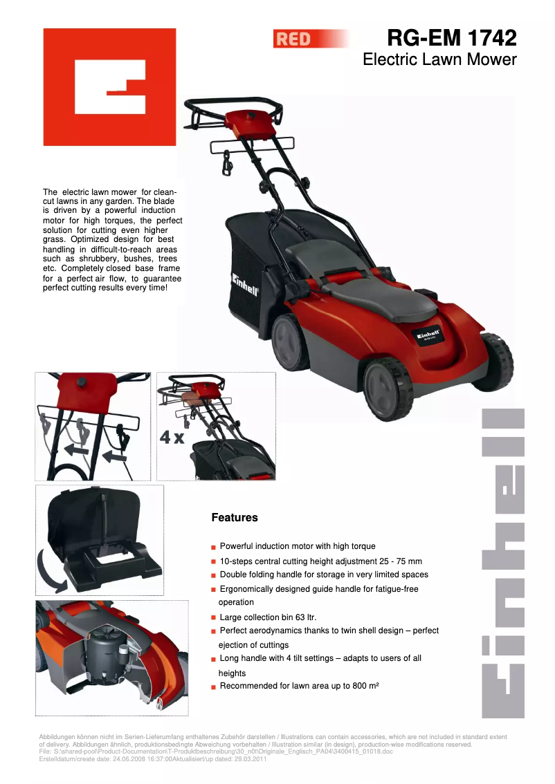 Página nº 1 - Manual de usuario Einhell RG-EM 1742