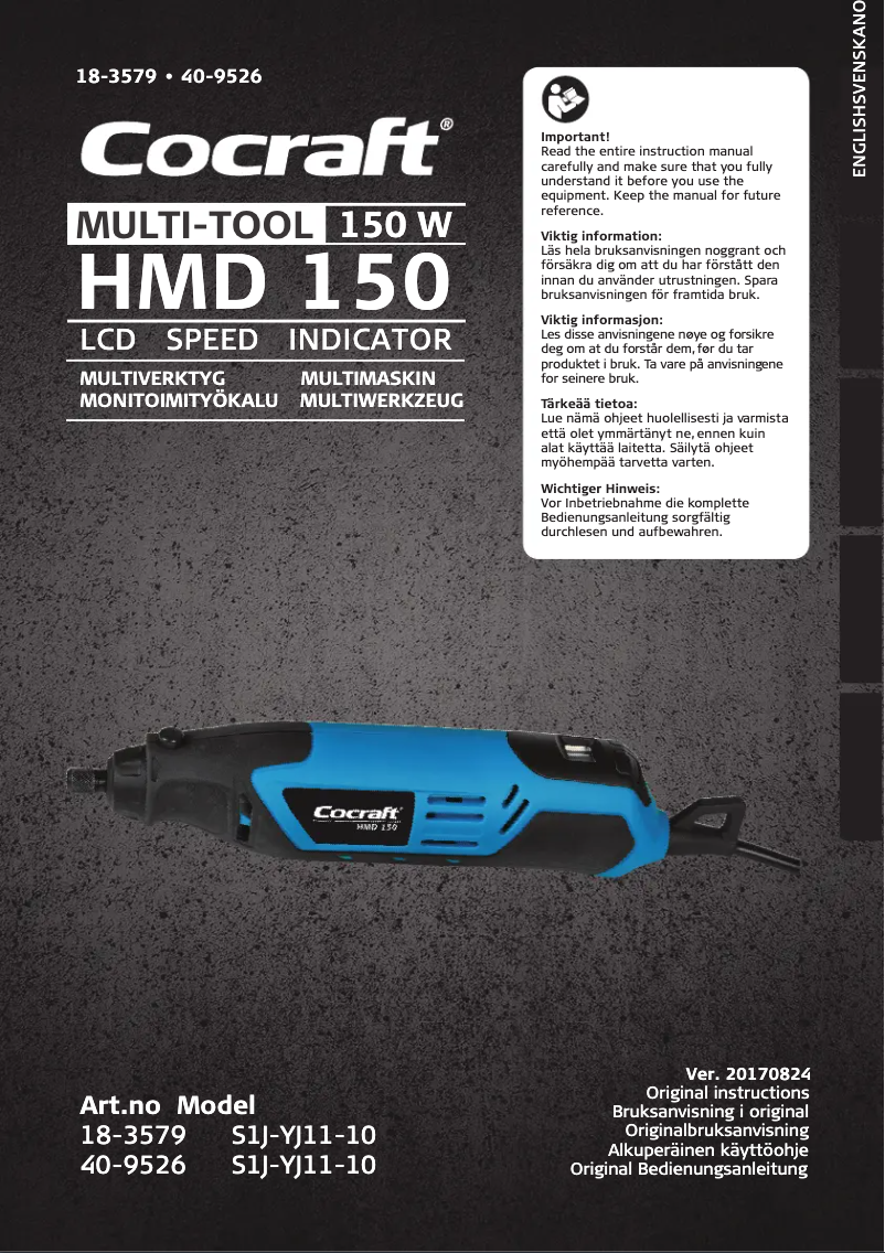 Imagen de la primera página del manual del dispositivo HMD 150