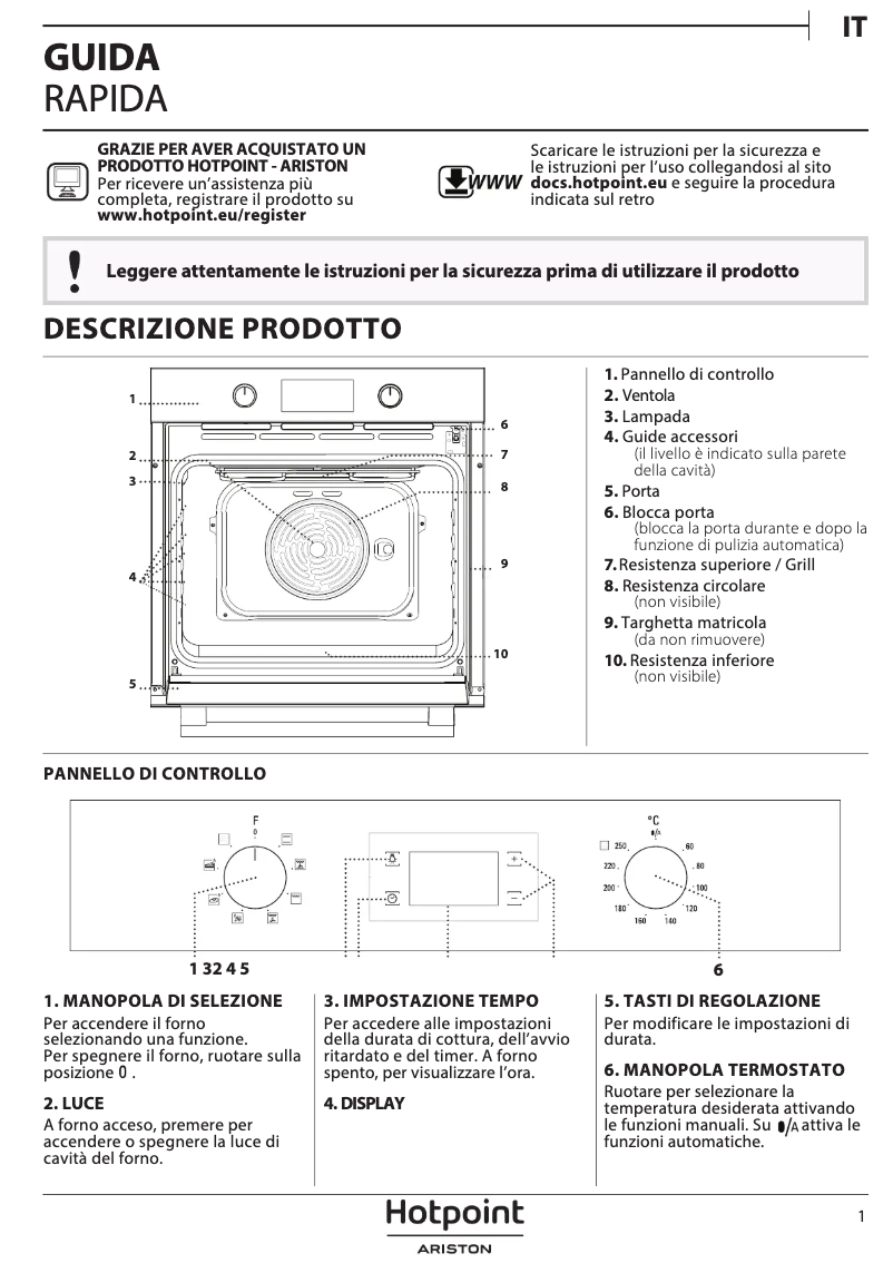 Página 1 del manual Manual de uso y mantenimiento Hotpoint FA2 540 P BL HA