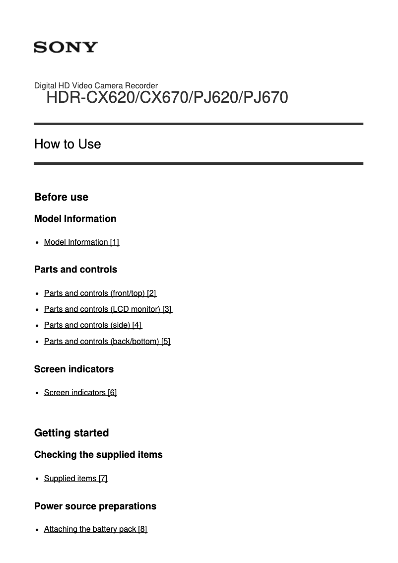 Página 1 del manual Manual de usuario Sony HDR-PJ670