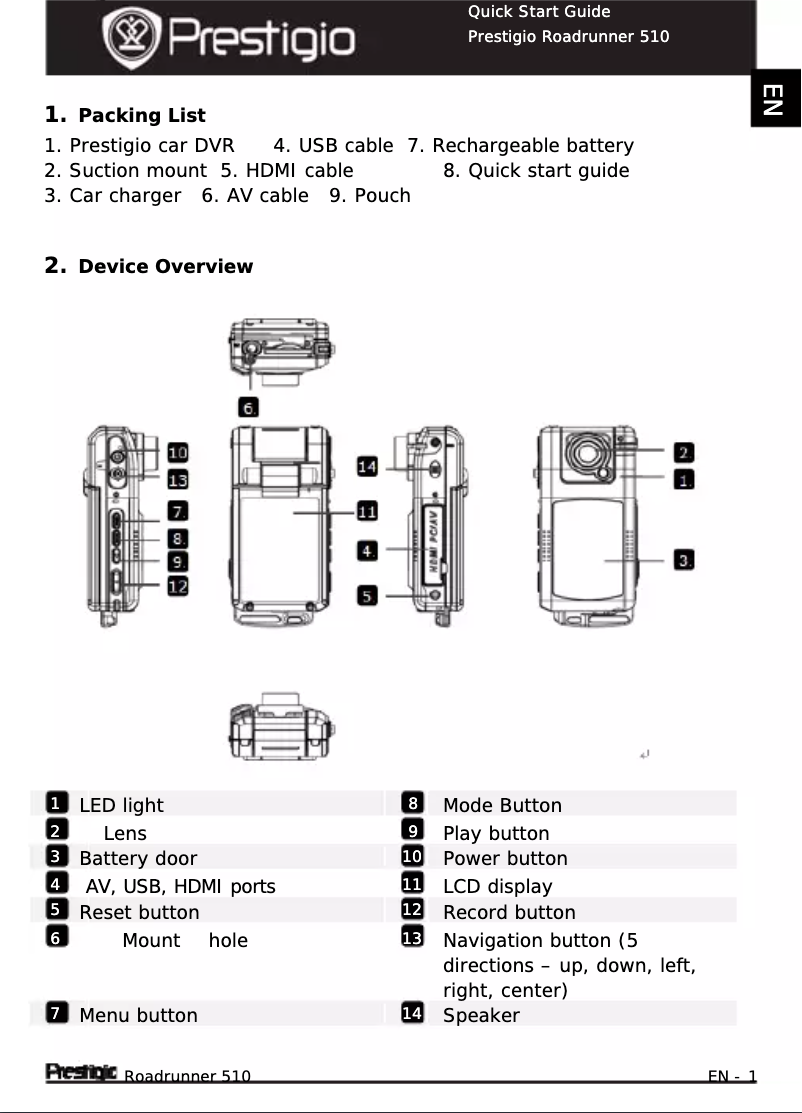Página nº 1 - Manual de usuario Prestigio Roadrunner 510