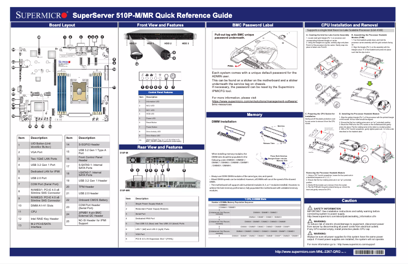 Imagen de la primera página del manual del dispositivo SuperServer SYS-510P-MR