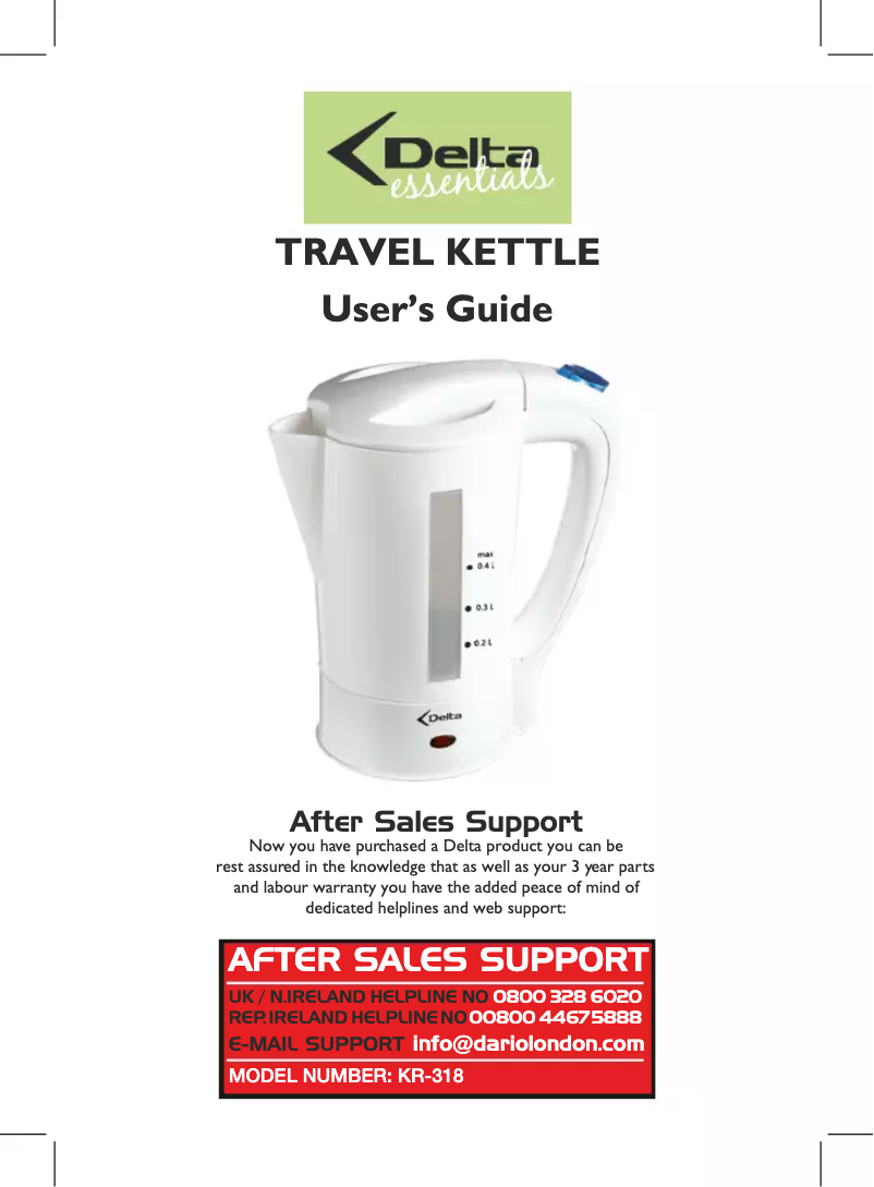 Página 1 del manual Manual de usuario Delta KR-318