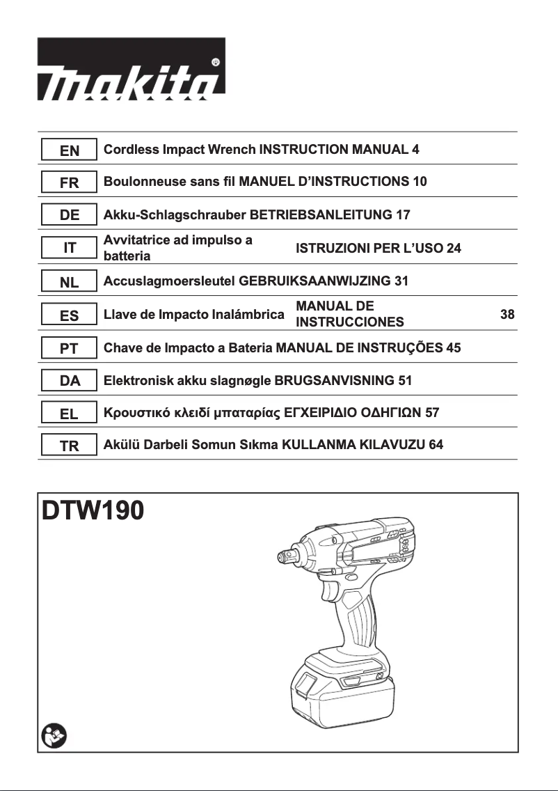 Página 1 del manual Manual de usuario Makita DTW190RTJ
