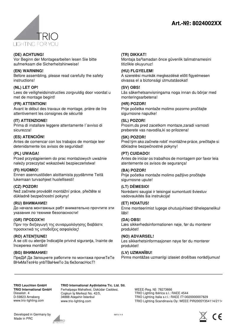 Imagen de la primera página del manual del dispositivo Marley 802400207