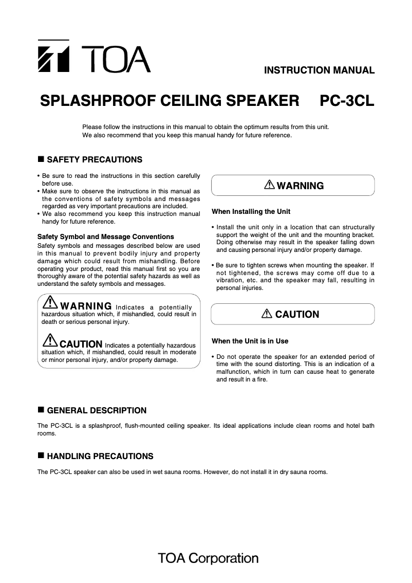 Página nº 1 - Manual de usuario TOA PC-3CL