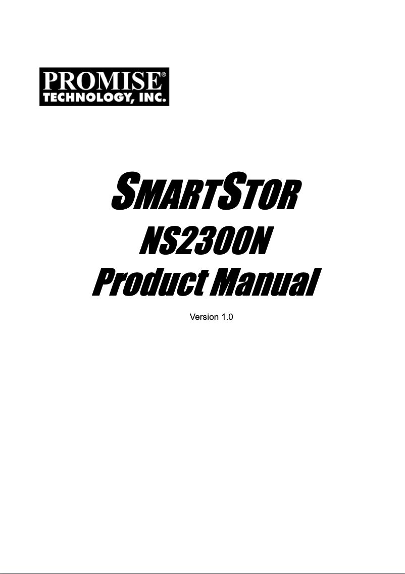 Imagen de la primera página del manual del dispositivo SmartStor NS2300N