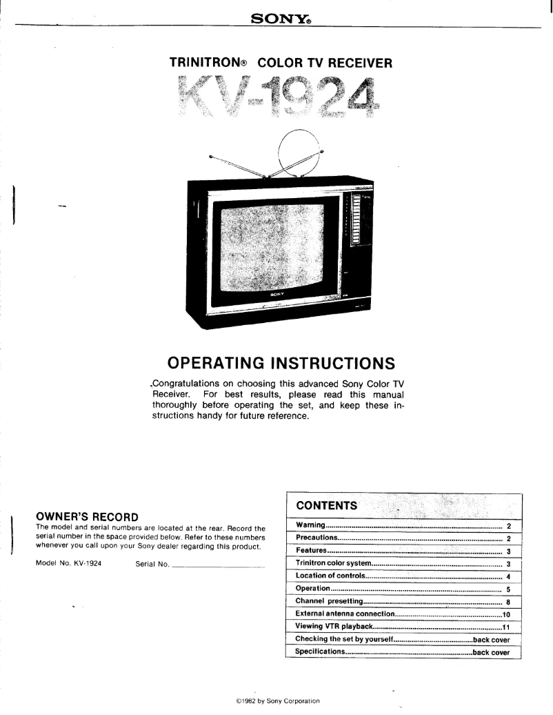 Página 1 del manual Manual de usuario Sony KV-1924