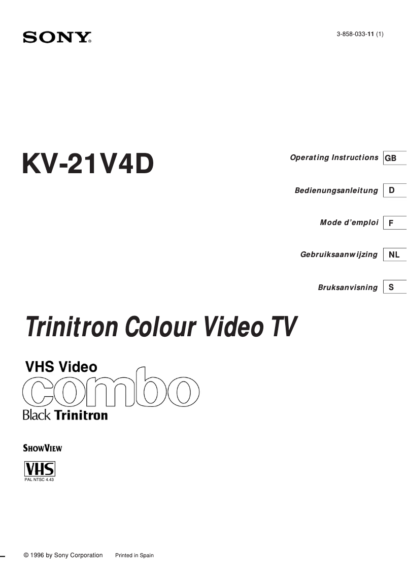 Imagen de la primera página del manual del dispositivo KV-21V4D