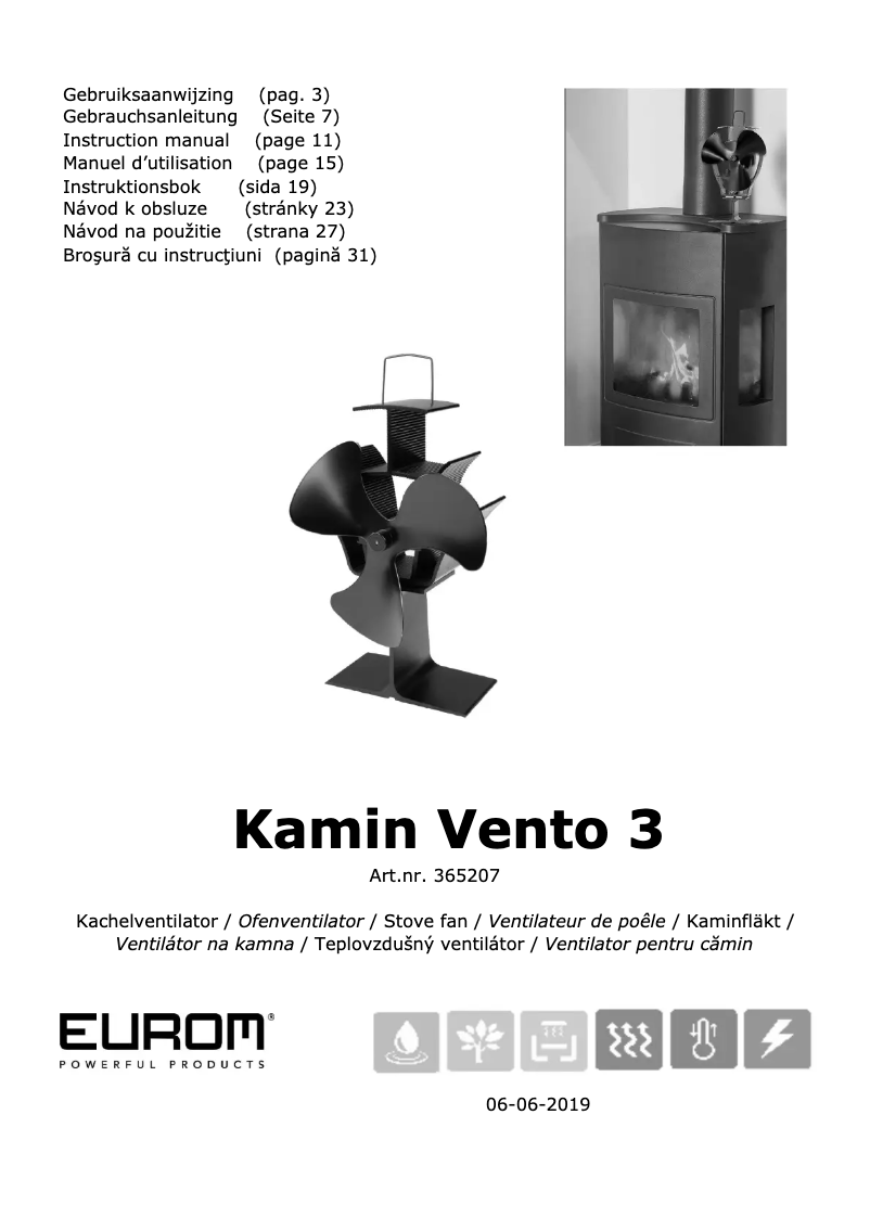 Página nº 1 - Manual de usuario Eurom Kamin Vento 3